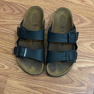 Birkenstock Black Two-Buckle Slide Sandals